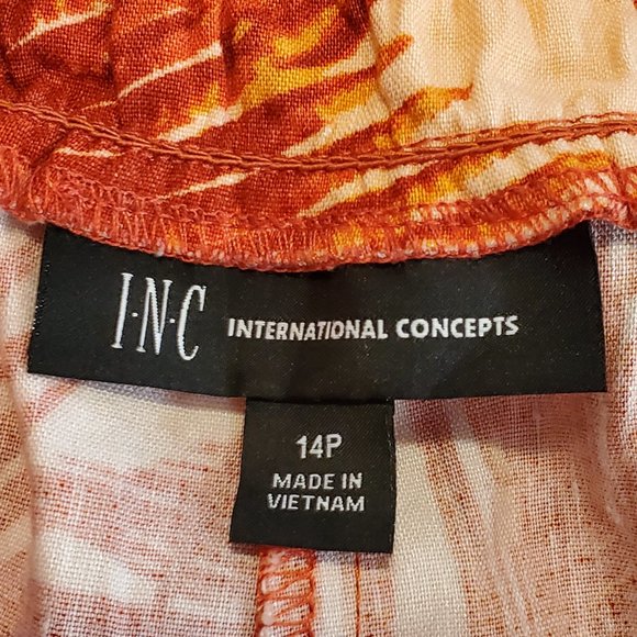 NWT INC International Concepts Orange Tropical Print Pants Size 14P - Picture 9 of 13